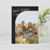 Forever Us Script Black Valentine Photo Feestdagenkaart (Staand voorkant)