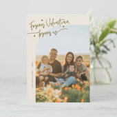 Forever Us Script Cream Valentine Photo Feestdagenkaart (Staand voorkant)