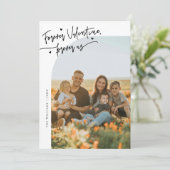Forever Us Script Heart White Valentines Day Photo Feestdagenkaart (Staand voorkant)