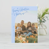 Forever Us Script Icy Blue Valentine Photo Feestdagenkaart (Staand voorkant)