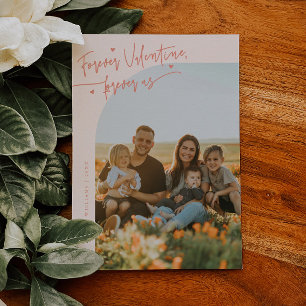 Forever Us Script Peach Valentine-foto Feestdagenkaart