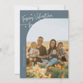 Forever Us Script Slate Blue Valentine Photo Feestdagenkaart (Voorkant)