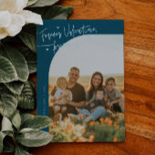 Forever Us Script Teal Valentine Photo Feestdagenkaart