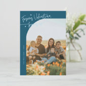 Forever Us Script Teal Valentine Photo Feestdagenkaart (Staand voorkant)