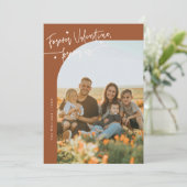 Forever Us Script Terracotta Valentine Photo Feestdagenkaart (Staand voorkant)
