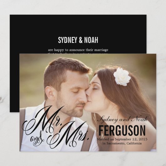 Forever Us Wedding Announement - Black Kaart (Voorkant / Achterkant)