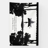 Forever Vist begrafenismonument zwart en wit Spandoek (Verticaal)