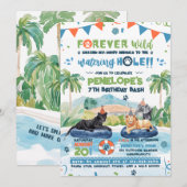Forever Wild Animals Pool Party Verjaardag Kaart (Voorkant / Achterkant)