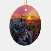 Forever Wild Black Horse Stallion Keramisch Ornament (Rechts)