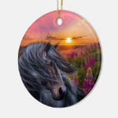 Forever Wild Black Horse Stallion Keramisch Ornament (Links)