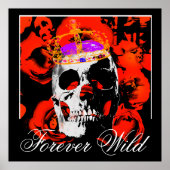 Forever Wild Gothic Skull Red Roses Poster (Voorkant)
