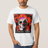 Forever Wild Gothic Skull Red Roses T-shirt (Voorkant)