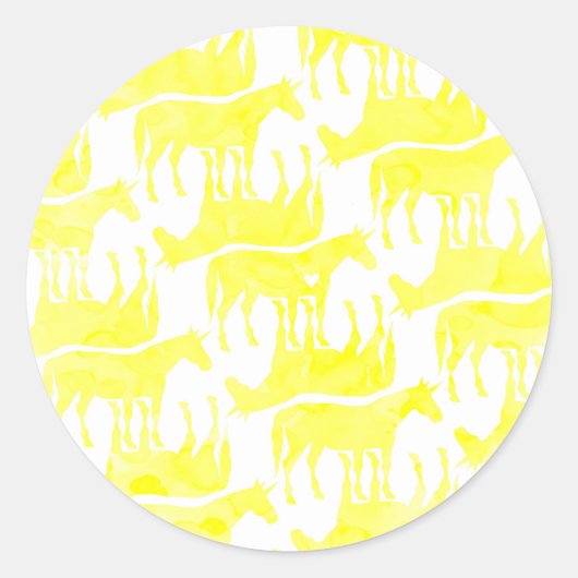 Forever Yellow Unicorn Ronde Sticker (Voorkant)