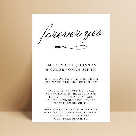 Forever Yes Romantische Intieme Courthouse Wedding Kaart