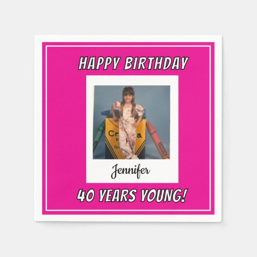 Forever Young Fotoverjaardag Servet (Voorkant)