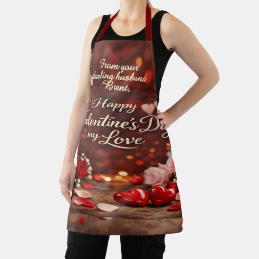 'Forever Your Valentine' All-Over Print Apron Schort (Insitu)