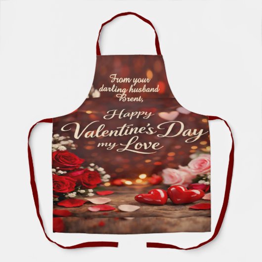 'Forever Your Valentine' All-Over Print Apron Schort (Voorkant)