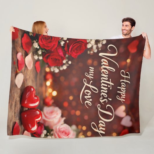 'Forever Your Valentine' Fleece Blanket (In situ)
