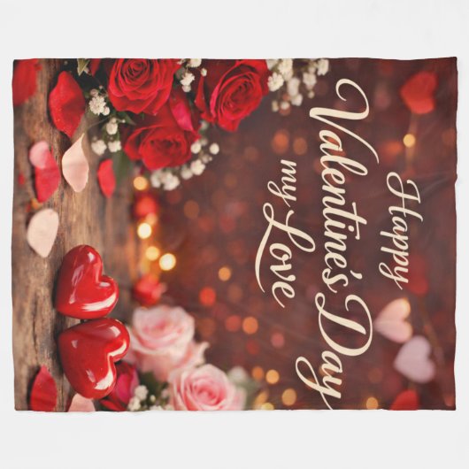 'Forever Your Valentine' Fleece Blanket (Voorkant (Horizontaal))