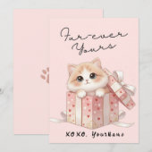 Forever Yours Cute Cat Valentine Card  Feestdagenkaart (Voorkant / Achterkant)