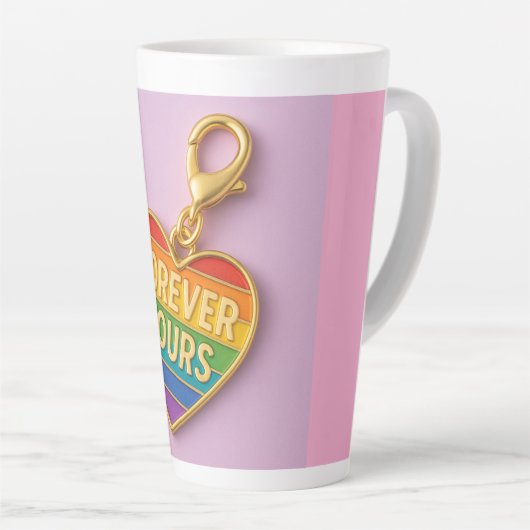 Forever Yours - Kleurrijke liefde Hart Charm Latte Mok (Rechterhoek)