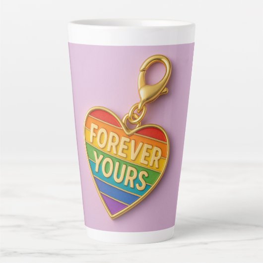 Forever Yours - Kleurrijke liefde Hart Charm Latte Mok (Voorkant)
