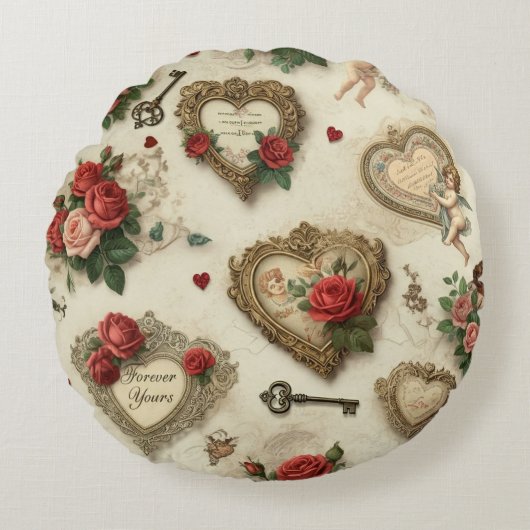 "Forever Yours" Sierkussen Rond Kussen (Voorkant)