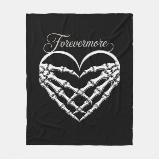 Forevermore Skeleton Hands Heart Gothic Romance Fleece Deken (Voorkant)