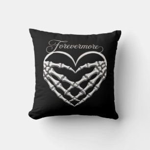 Forevermore Skeleton Hands Heart Gothic Romance Kussen