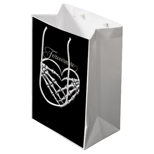 Forevermore Skeleton Hands Heart Gothic Romance Medium Cadeauzakje (Voorkant Gekanteld)