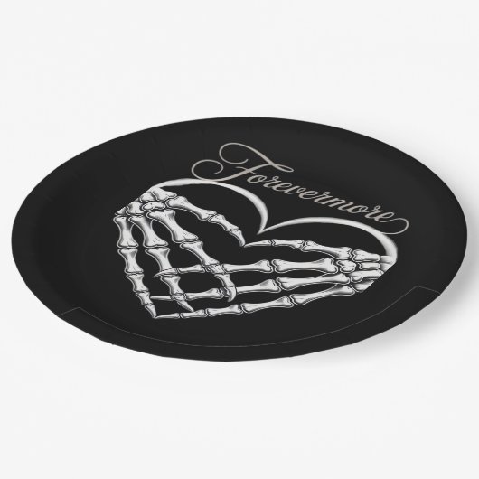 Forevermore Skeleton Hands Heart Gothic Romance Papieren Bordje (Gekanteld)