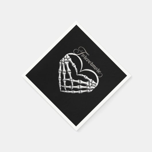Forevermore Skeleton Hands Heart Gothic Romance Servet (Hoek)
