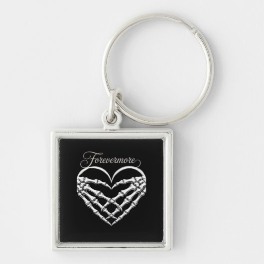 Forevermore Skeleton Hands Heart Gothic Romance Sleutelhanger (Voorkant)