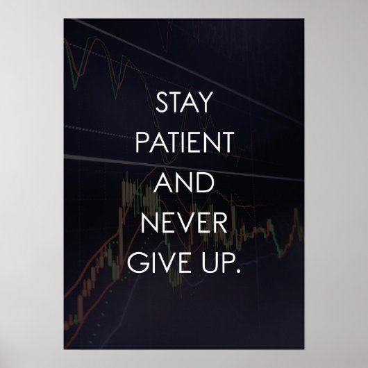 Forex en handel - wees geduld en geef nooit op poster (Voorkant)