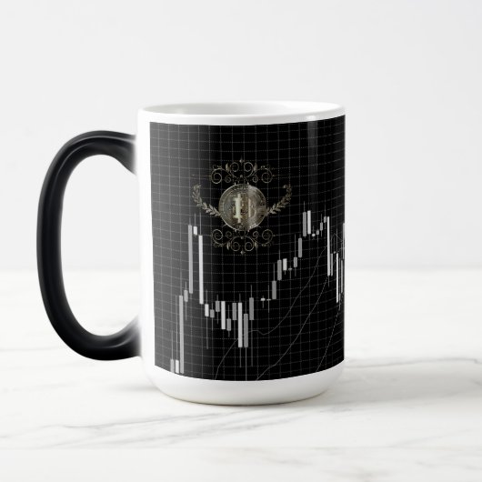 Forex kandelaargrafiek met Bitcoin Gold Coin Magische Mok (Links)