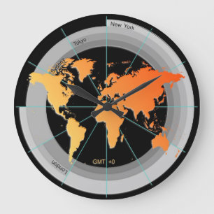 Forex Markets Timezone Clock GMT+0 hr Orange Conte Grote Klok