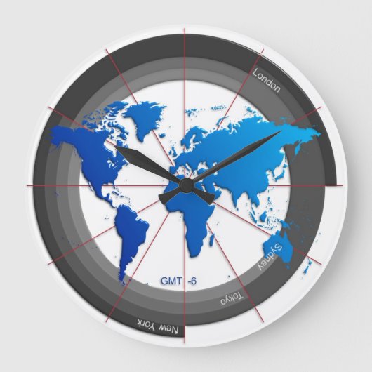 Forex Markets Timezone Clock GMT-6 Grote Klok (Voorkant)