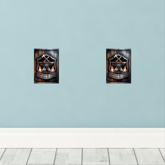 Forged by Fire – Blacksmith Emblem Muurkunst Sets (Houten vloer)