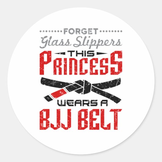 Forget Glass Slippers Princess Wears BJJ Belt Ronde Sticker (Voorkant)