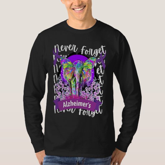 Forget me not Alzheimer's Awareness Elephant Purpl T-shirt (Voorkant)