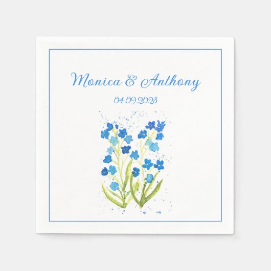 Forget me not Blue Flowers Elegant Wedding Servet (Voorkant)
