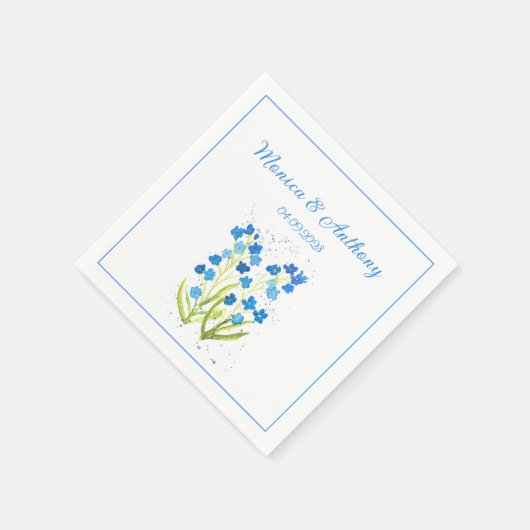 Forget me not Blue Flowers Elegant Wedding Servet (Hoek)