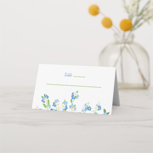 Forget Me Not Blue & White Gevouwen Plaats Kaart Plaatskaartje (Voorkant)