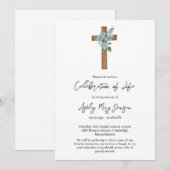 Forget me not Cross Herdenking van het Leven Funer Kaart (Voorkant / Achterkant)