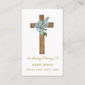 Forget me not Cross Memorial Funeral Prayer Card Visitekaartje (Voorkant)