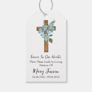 Forget me not Cross Memorial Funeral Seed Packet Cadeaulabel