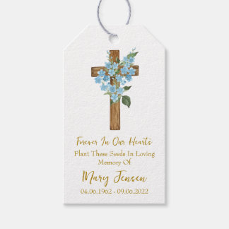 Forget me not Cross Memorial Funeral Seed Packet Cadeaulabel