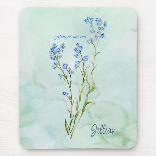 Forget me not Custom Watercolor Garden Flower Muismat (Voorkant)