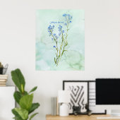 Forget me not Custom Watercolor Garden Flower Poster (Thuiskantoor)