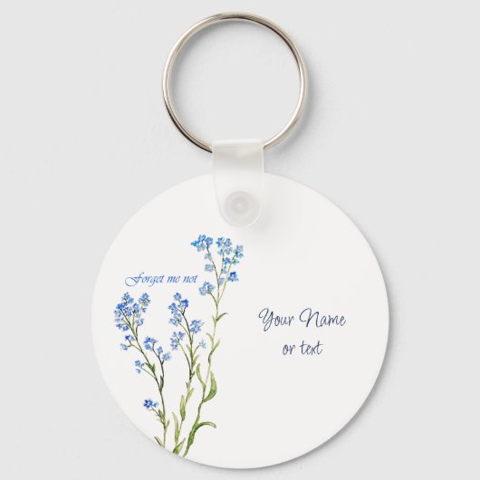 Forget me not Custom Watercolor Garden Flower Sleutelhanger (Achterkant)